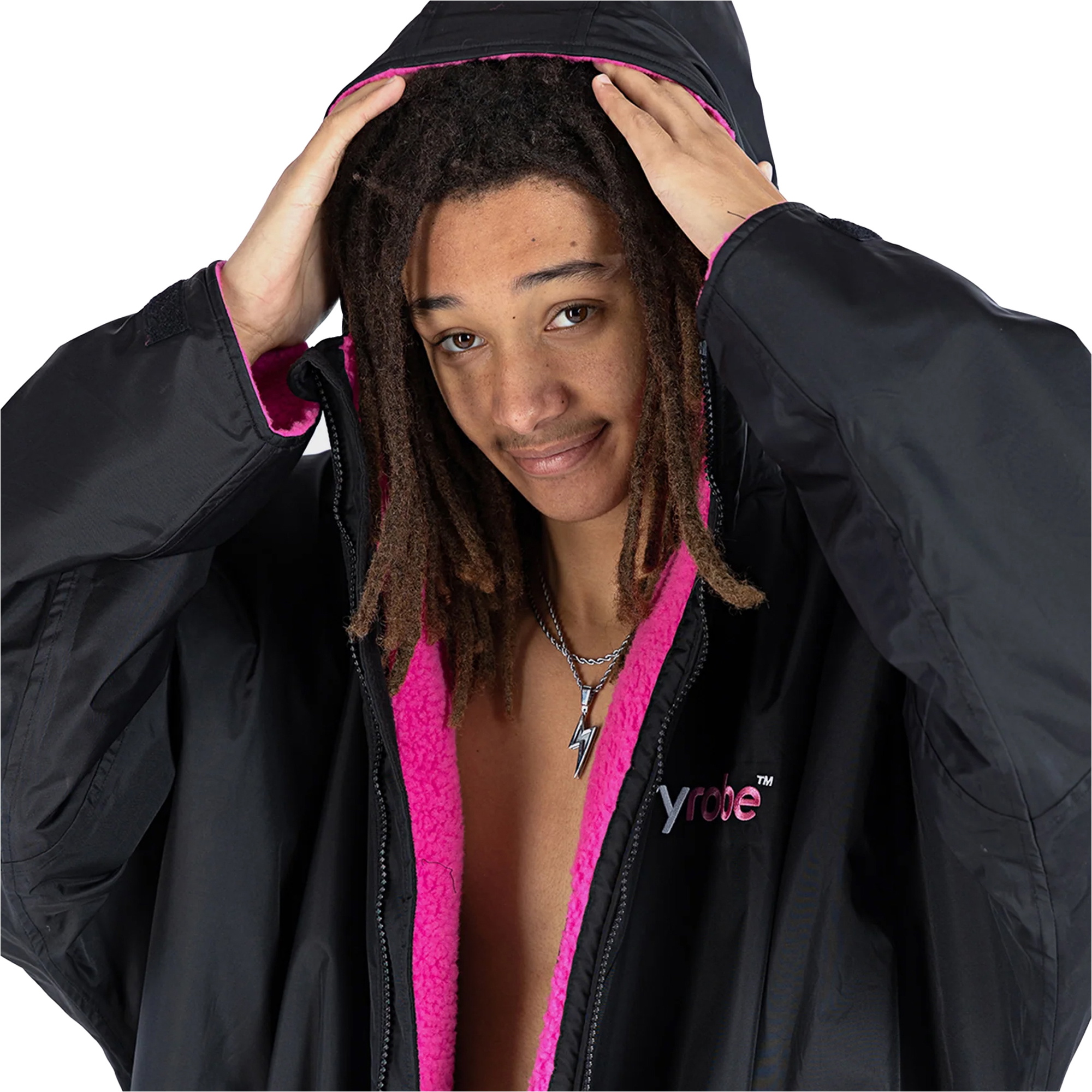 2026 Dryrobe Advance Roupão De Troca De Roupa De Manga Comprida DALSV3 - Black / Rosa